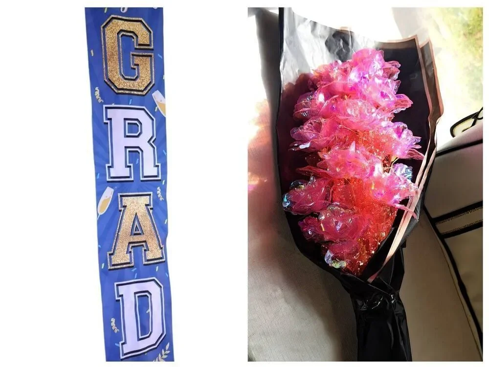 Graduation Banner Decoration & Light Up Bouquet
